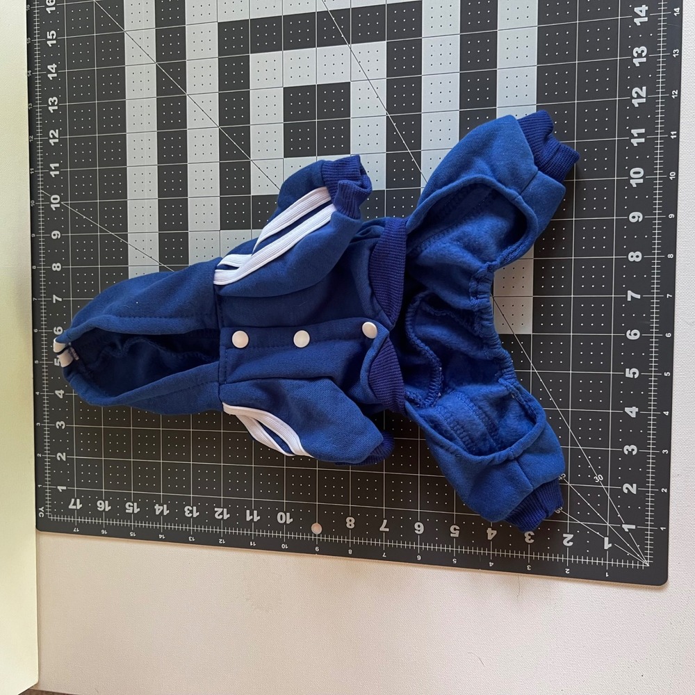 Adidog Pet Hoodie Jumpsuit Blue Athletic Small Dog Clothes Tracksuit 003 - Picture 4 of 8